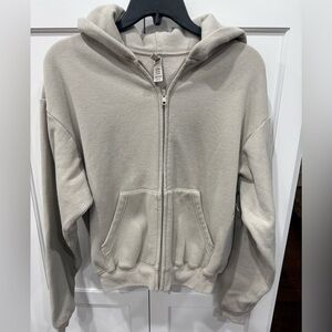Skims NEW Cotton Fleece Classic Zip Up Hoodie in Oatmeal Heather size Small